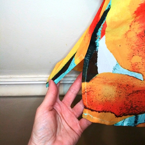 Melissa Paige Orange, Green/Blue Tropical Floral Beaded Tunic Top Swimsuit Cover - Picture 4 of 9